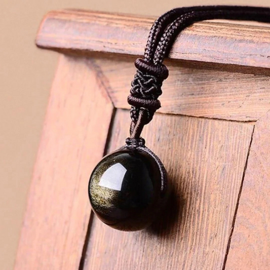 Golden Obsidian Sphere Pendant