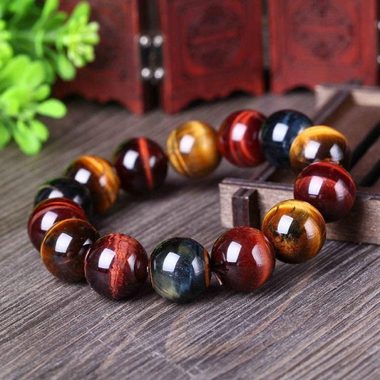 “Multiple Eye” Bracelet in Tiger’s Eye, Bull’s Eye & Hawk’s Eye