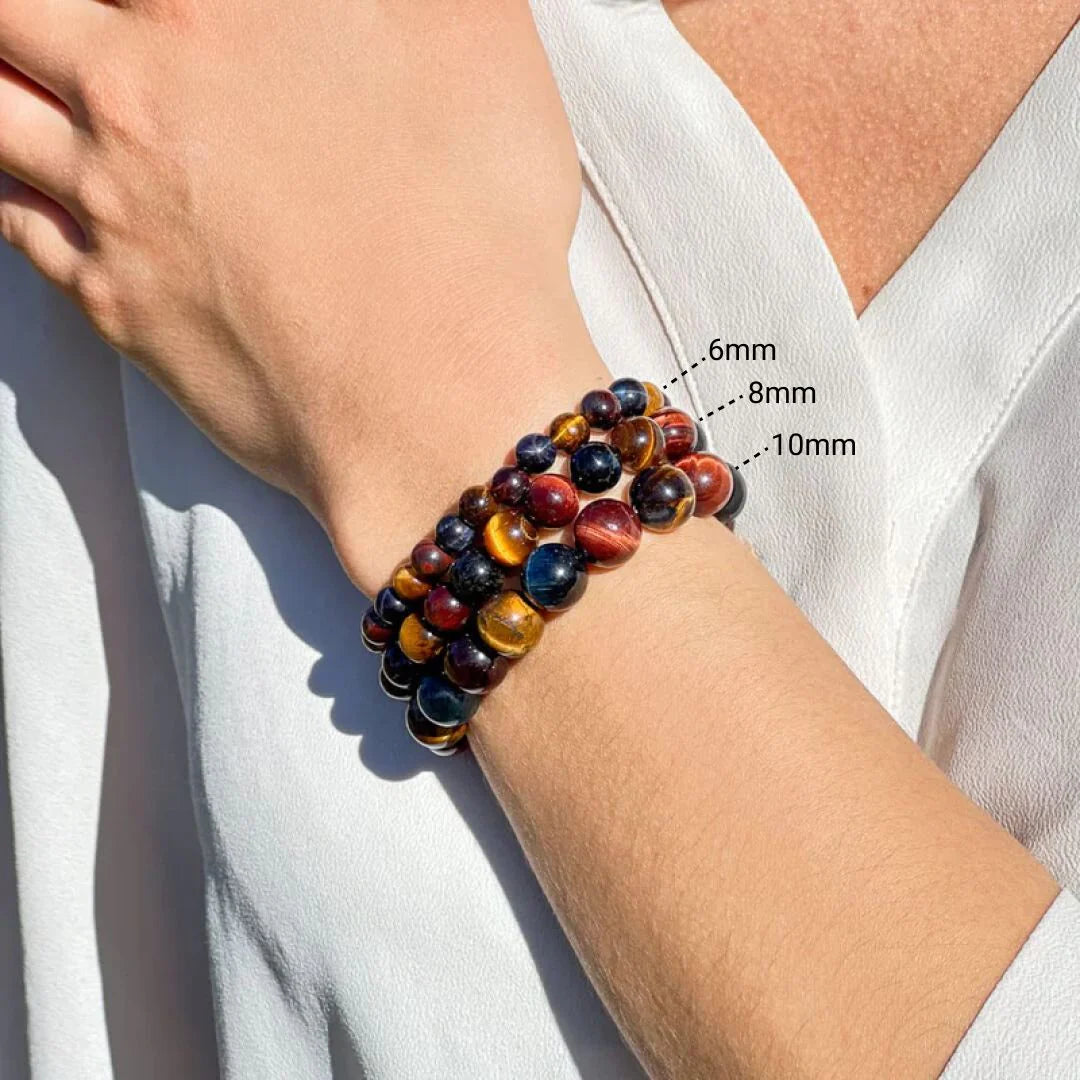 “Multiple Eye” Bracelet in Tiger’s Eye, Bull’s Eye & Hawk’s Eye